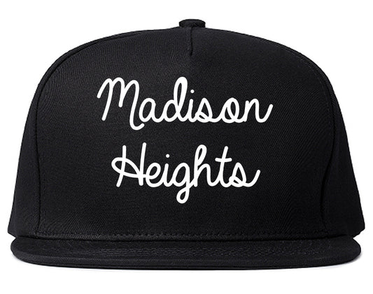 Madison Heights Michigan MI Script Mens Snapback Hat Black