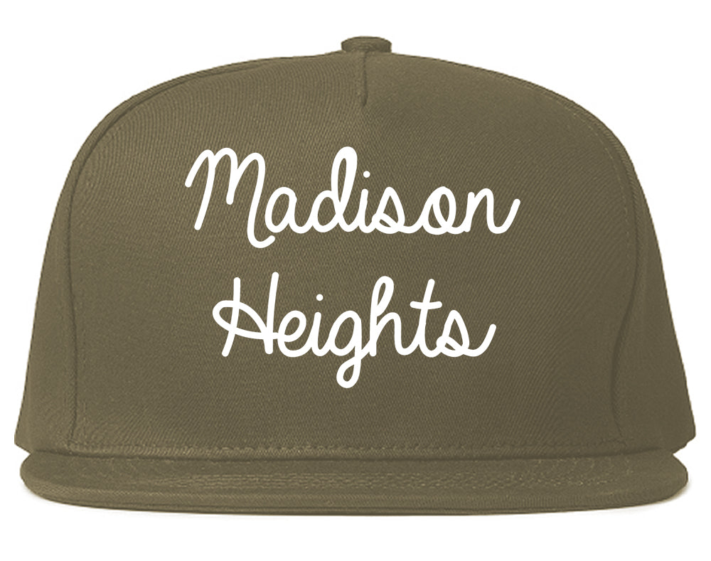 Madison Heights Michigan MI Script Mens Snapback Hat Grey