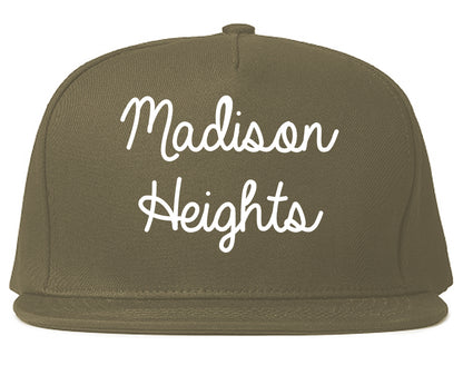 Madison Heights Michigan MI Script Mens Snapback Hat Grey