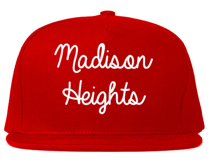 Madison Heights Michigan MI Script Mens Snapback Hat Red