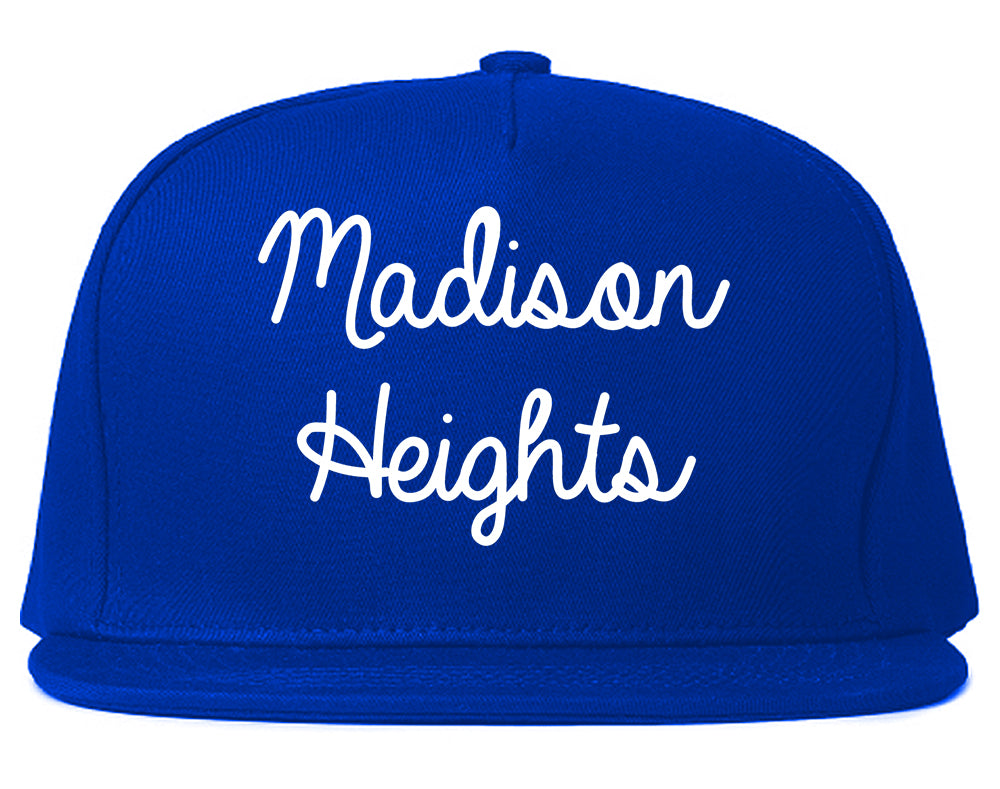 Madison Heights Michigan MI Script Mens Snapback Hat Royal Blue