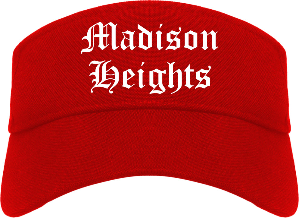 Madison Heights Michigan MI Old English Mens Visor Cap Hat Red