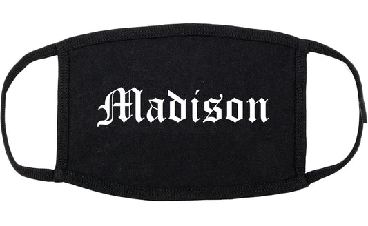 Madison Illinois IL Old English Cotton Face Mask Black