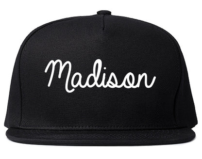 Madison Indiana IN Script Mens Snapback Hat Black