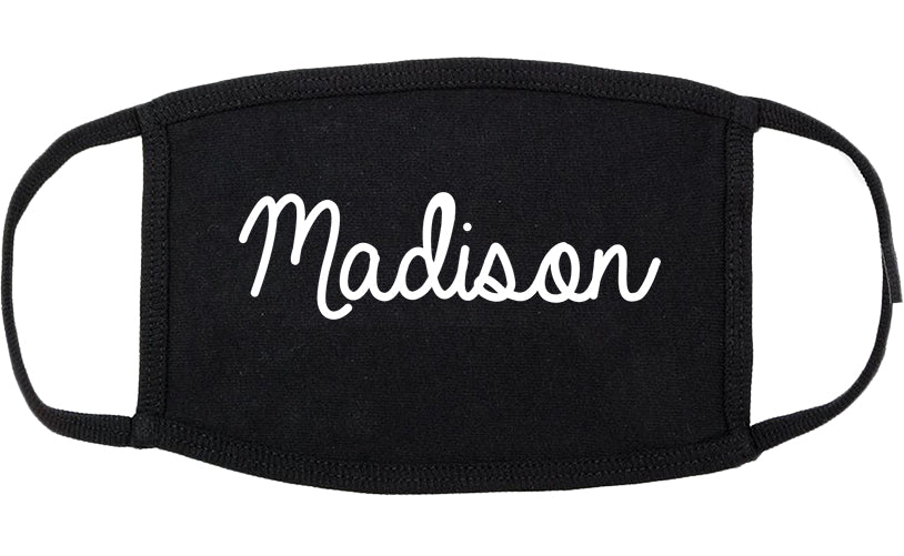 Madison Mississippi MS Script Cotton Face Mask Black