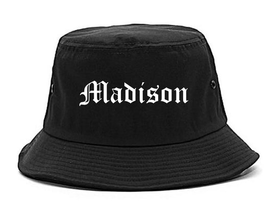 Madison New Jersey NJ Old English Mens Bucket Hat Black