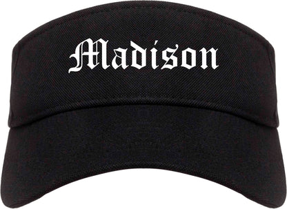 Madison New Jersey NJ Old English Mens Visor Cap Hat Black