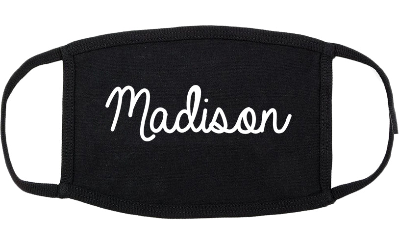 Madison Wisconsin WI Script Cotton Face Mask Black