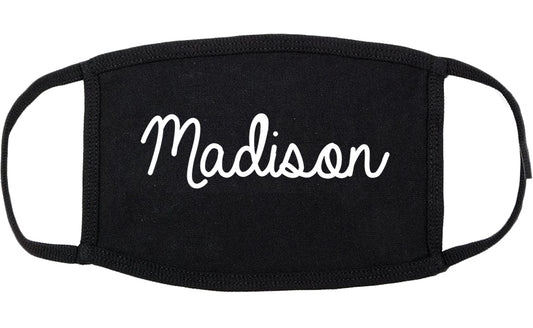 Madison Wisconsin WI Script Cotton Face Mask Black