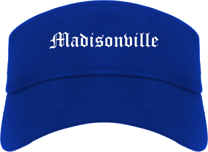 Madisonville Tennessee TN Old English Mens Visor Cap Hat Royal Blue