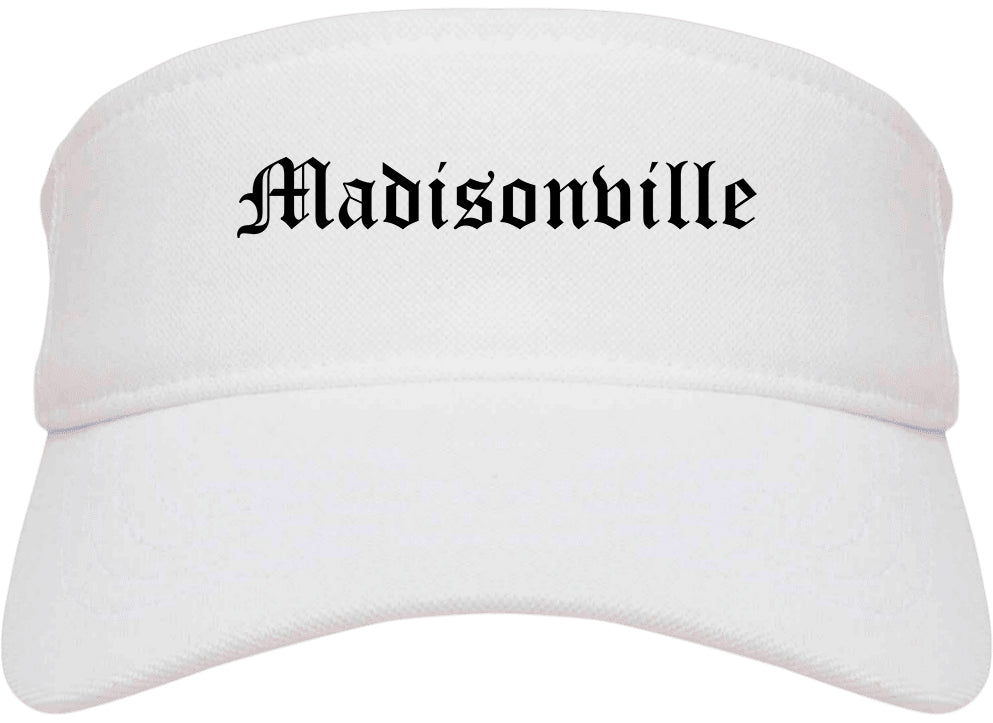Madisonville Tennessee TN Old English Mens Visor Cap Hat White