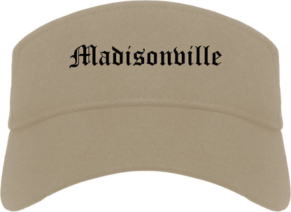 Madisonville Texas TX Old English Mens Visor Cap Hat Khaki