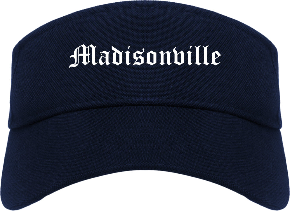 Madisonville Texas TX Old English Mens Visor Cap Hat Navy Blue