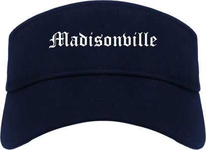 Madisonville Texas TX Old English Mens Visor Cap Hat Navy Blue