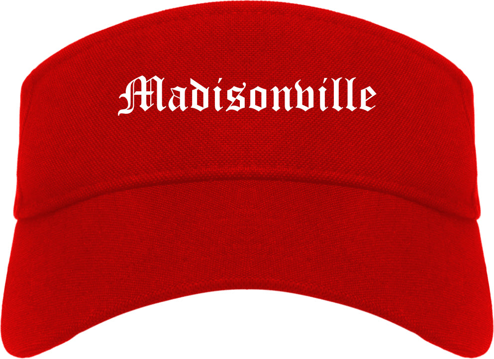 Madisonville Texas TX Old English Mens Visor Cap Hat Red