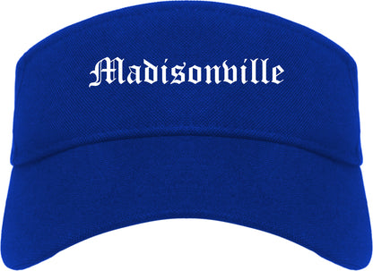 Madisonville Texas TX Old English Mens Visor Cap Hat Royal Blue