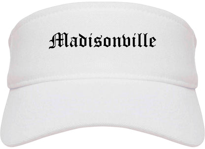 Madisonville Texas TX Old English Mens Visor Cap Hat White