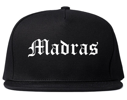 Madras Oregon OR Old English Mens Snapback Hat Black