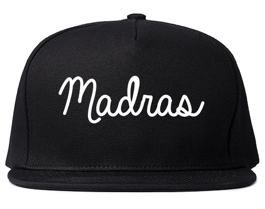 Madras Oregon OR Script Mens Snapback Hat Black