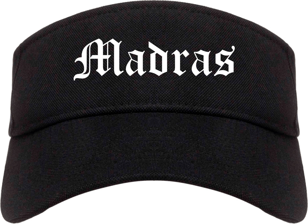 Madras Oregon OR Old English Mens Visor Cap Hat Black