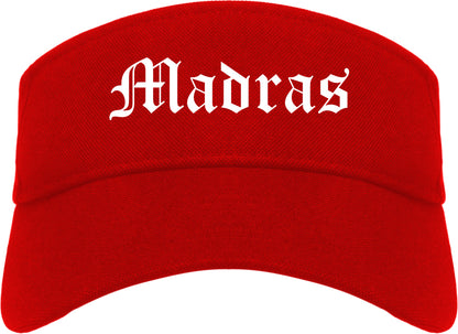 Madras Oregon OR Old English Mens Visor Cap Hat Red