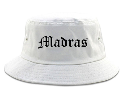 Madras Oregon OR Old English Mens Bucket Hat White