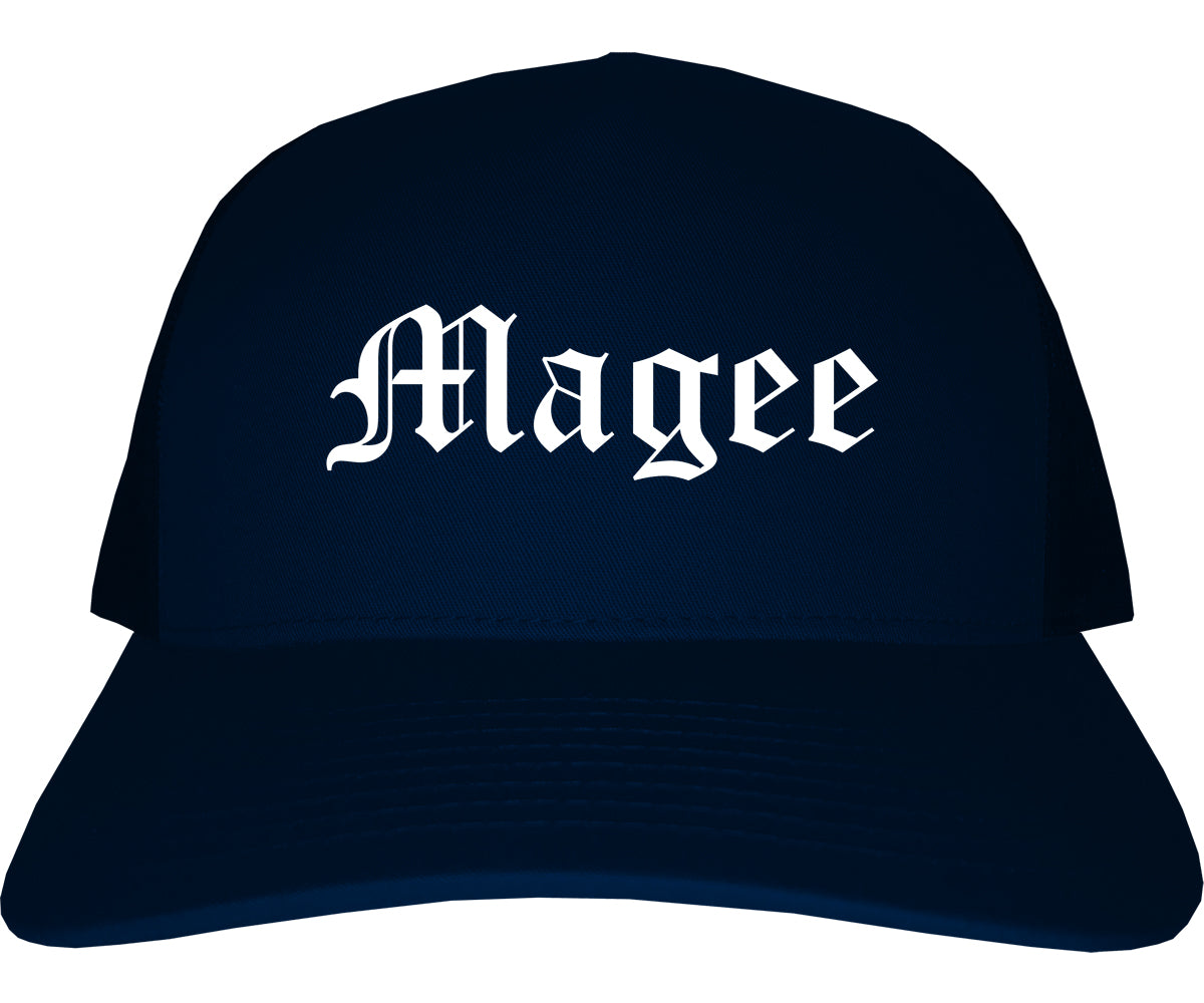 Magee Mississippi MS Old English Mens Trucker Hat Cap Navy Blue