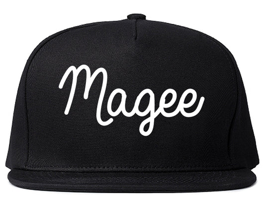 Magee Mississippi MS Script Mens Snapback Hat Black