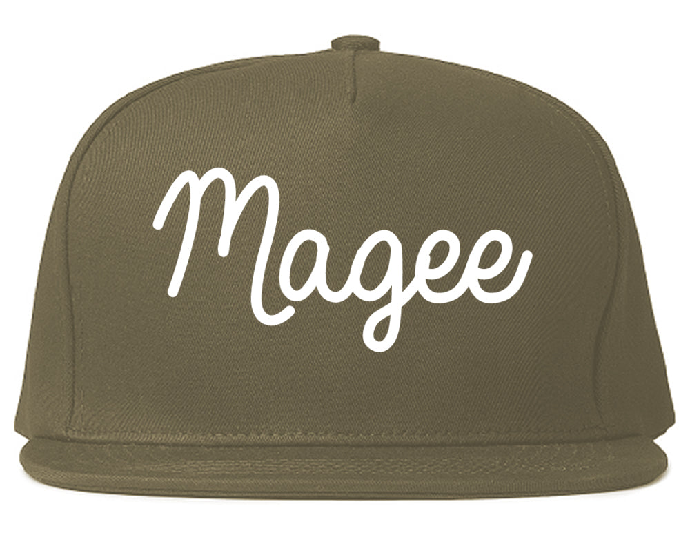 Magee Mississippi MS Script Mens Snapback Hat Grey