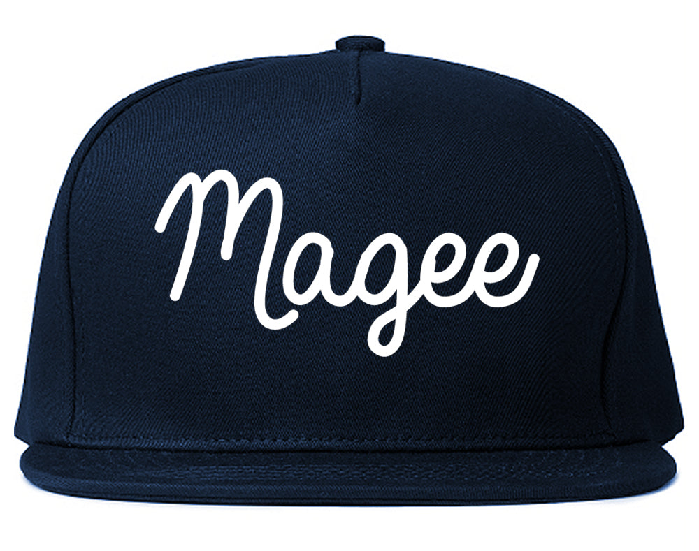 Magee Mississippi MS Script Mens Snapback Hat Navy Blue