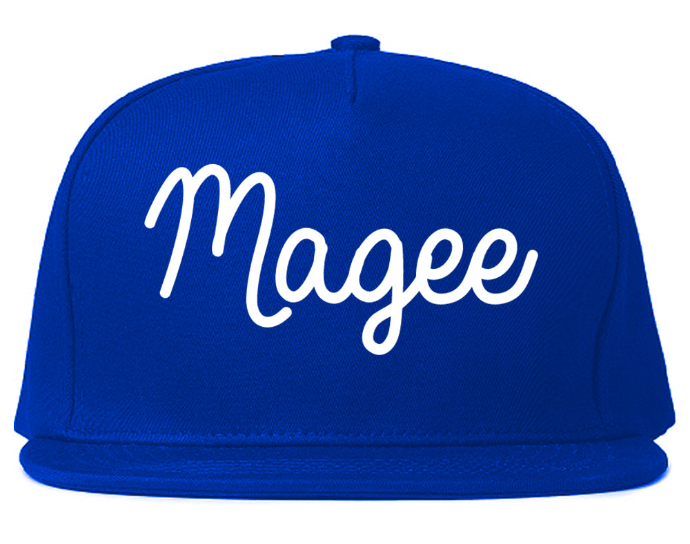 Magee Mississippi MS Script Mens Snapback Hat Royal Blue