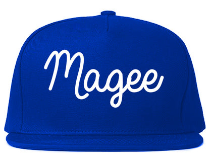 Magee Mississippi MS Script Mens Snapback Hat Royal Blue