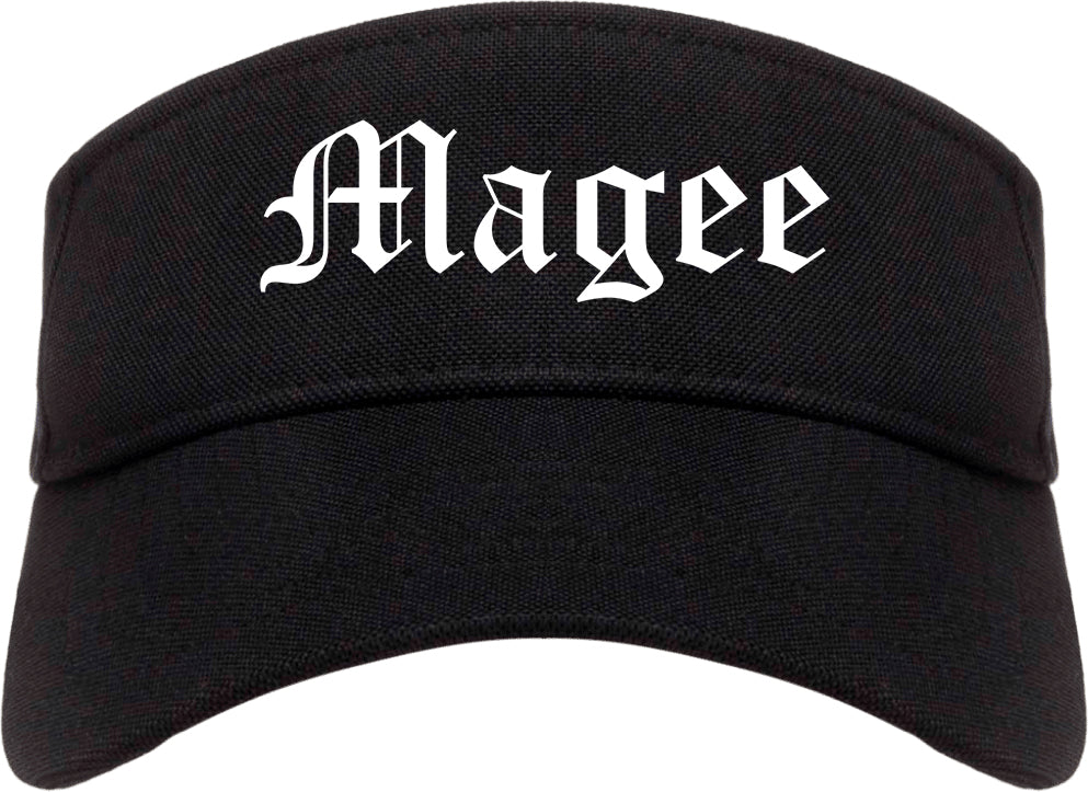 Magee Mississippi MS Old English Mens Visor Cap Hat Black