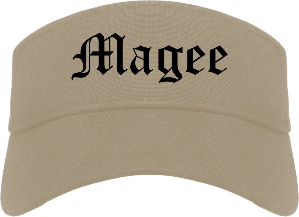 Magee Mississippi MS Old English Mens Visor Cap Hat Khaki