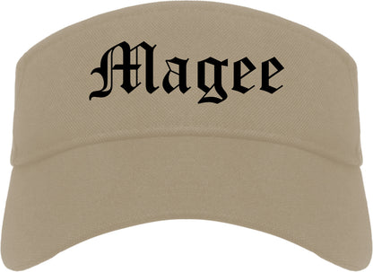 Magee Mississippi MS Old English Mens Visor Cap Hat Khaki