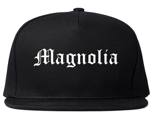 Magnolia Arkansas AR Old English Mens Snapback Hat Black
