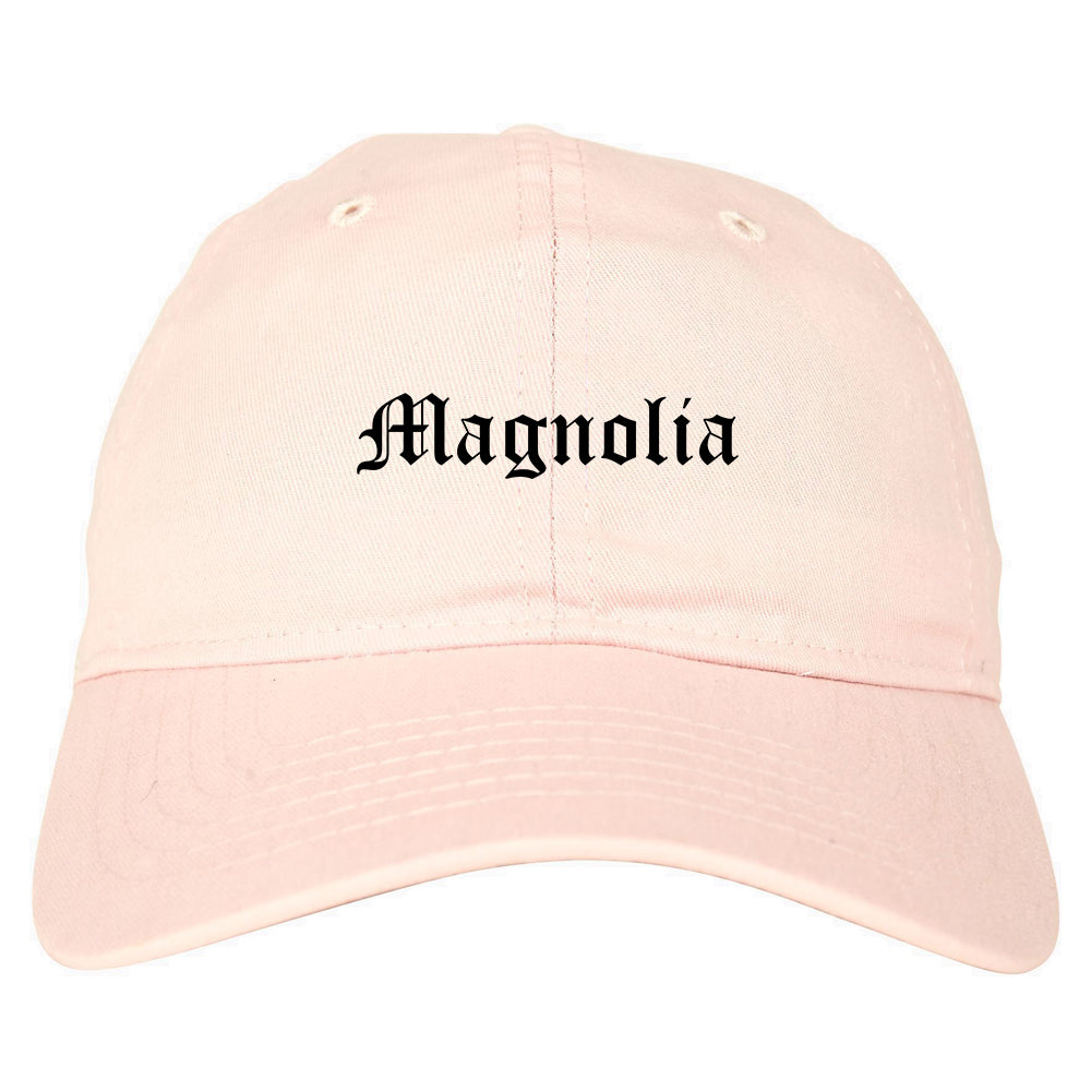 Magnolia Arkansas AR Old English Mens Dad Hat Baseball Cap Pink