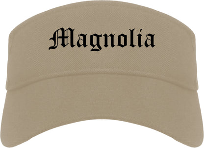 Magnolia Arkansas AR Old English Mens Visor Cap Hat Khaki