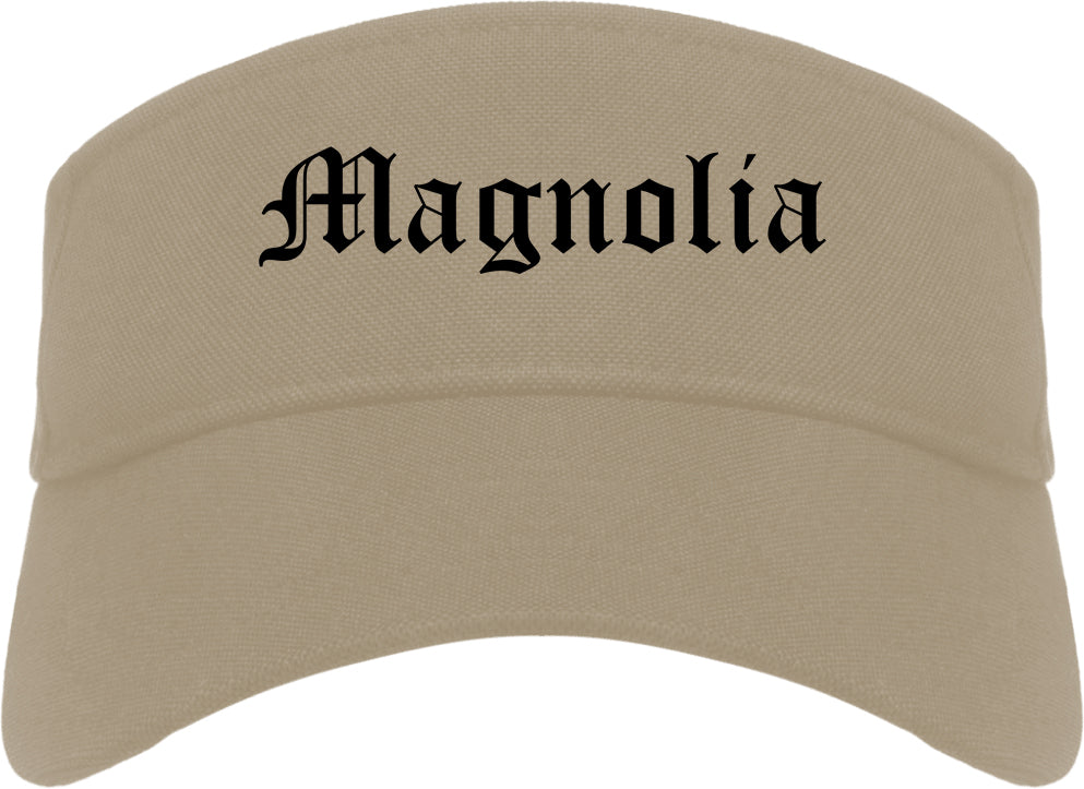 Magnolia New Jersey NJ Old English Mens Visor Cap Hat Khaki