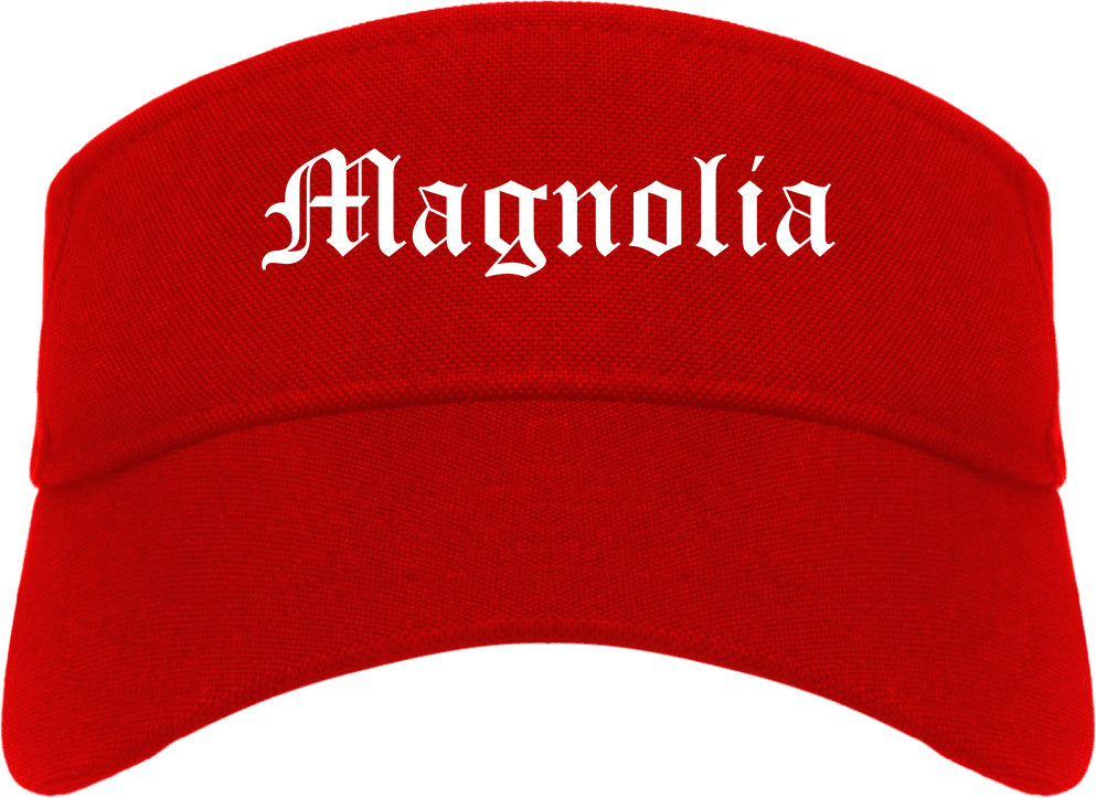 Magnolia New Jersey NJ Old English Mens Visor Cap Hat Red