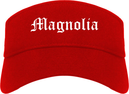Magnolia New Jersey NJ Old English Mens Visor Cap Hat Red
