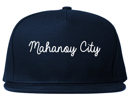 Mahanoy City Pennsylvania PA Script Mens Snapback Hat Navy Blue