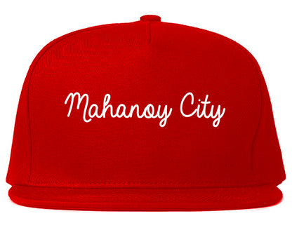Mahanoy City Pennsylvania PA Script Mens Snapback Hat Red