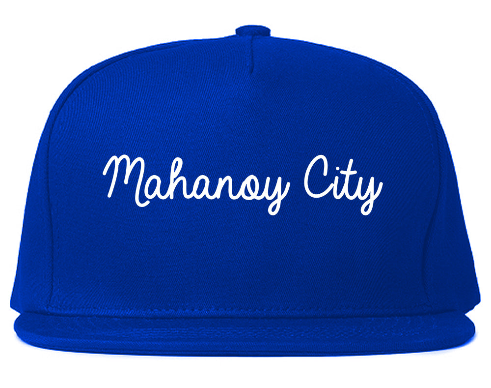 Mahanoy City Pennsylvania PA Script Mens Snapback Hat Royal Blue