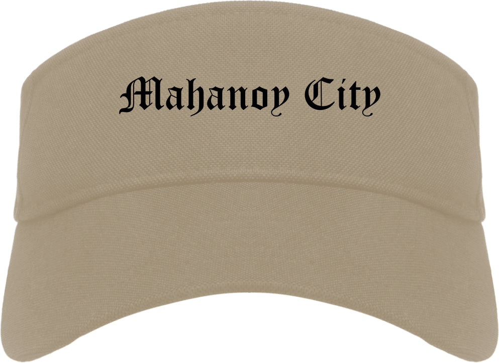 Mahanoy City Pennsylvania PA Old English Mens Visor Cap Hat Khaki