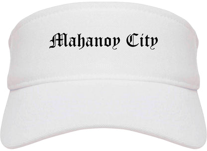 Mahanoy City Pennsylvania PA Old English Mens Visor Cap Hat White