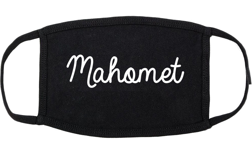 Mahomet Illinois IL Script Cotton Face Mask Black