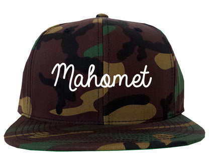 Mahomet Illinois IL Script Mens Snapback Hat Army Camo