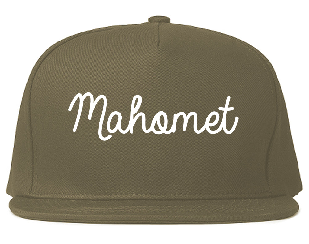 Mahomet Illinois IL Script Mens Snapback Hat Grey