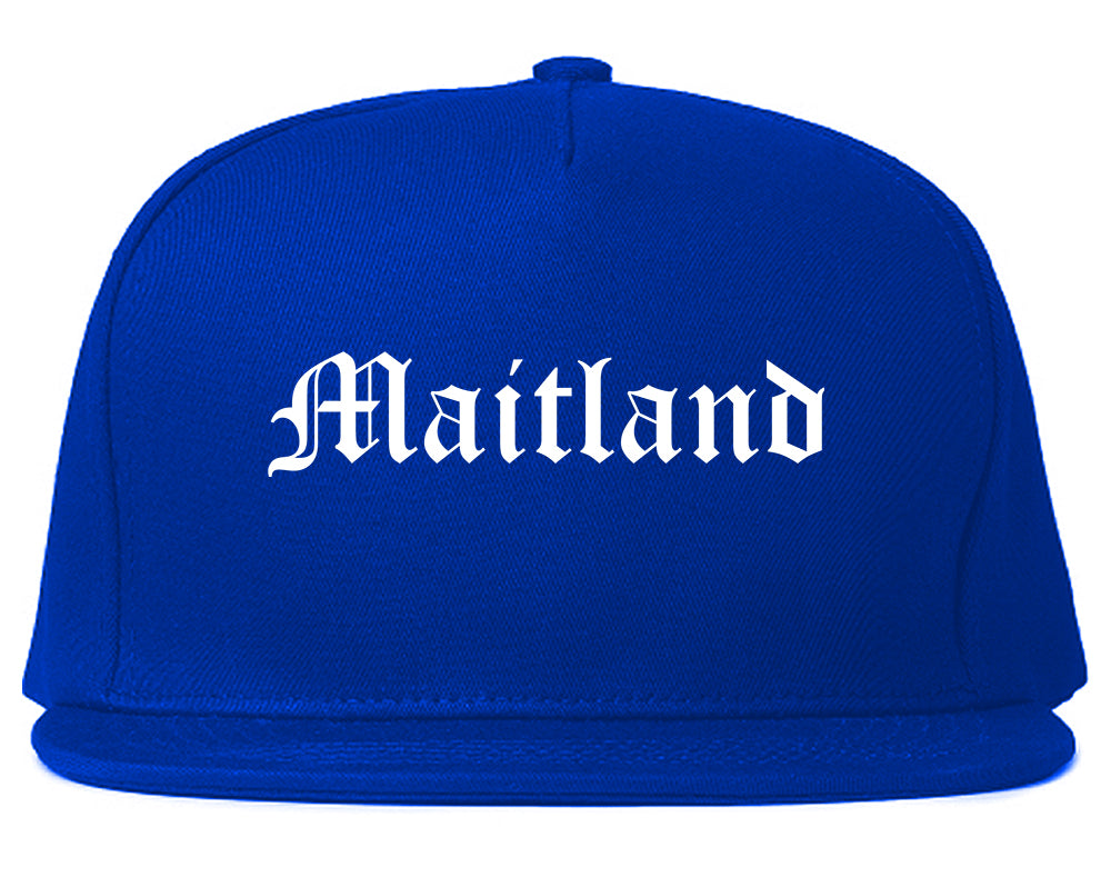 Maitland Florida FL Old English Mens Snapback Hat Royal Blue